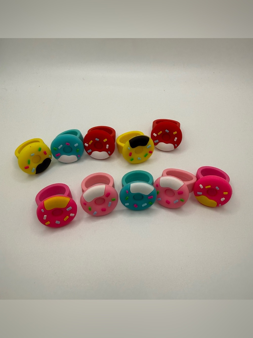 Kids Donut Stackable Toy Rings - Assorted Colors 10 pc silicone toy jewelry girl